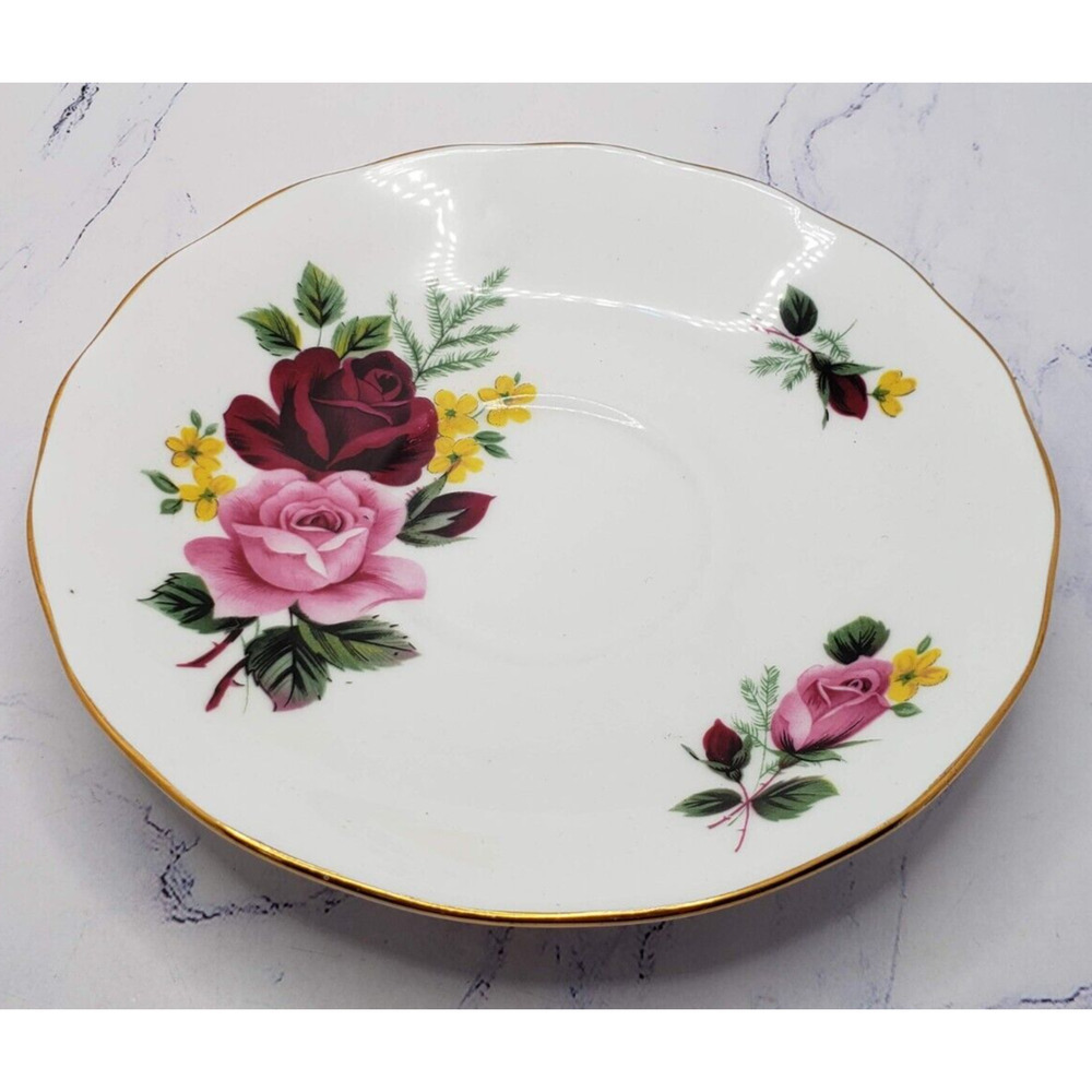 Tea Cup and Saucer Queen Anne Bone China Roses Pattern - Picture 2 of 14